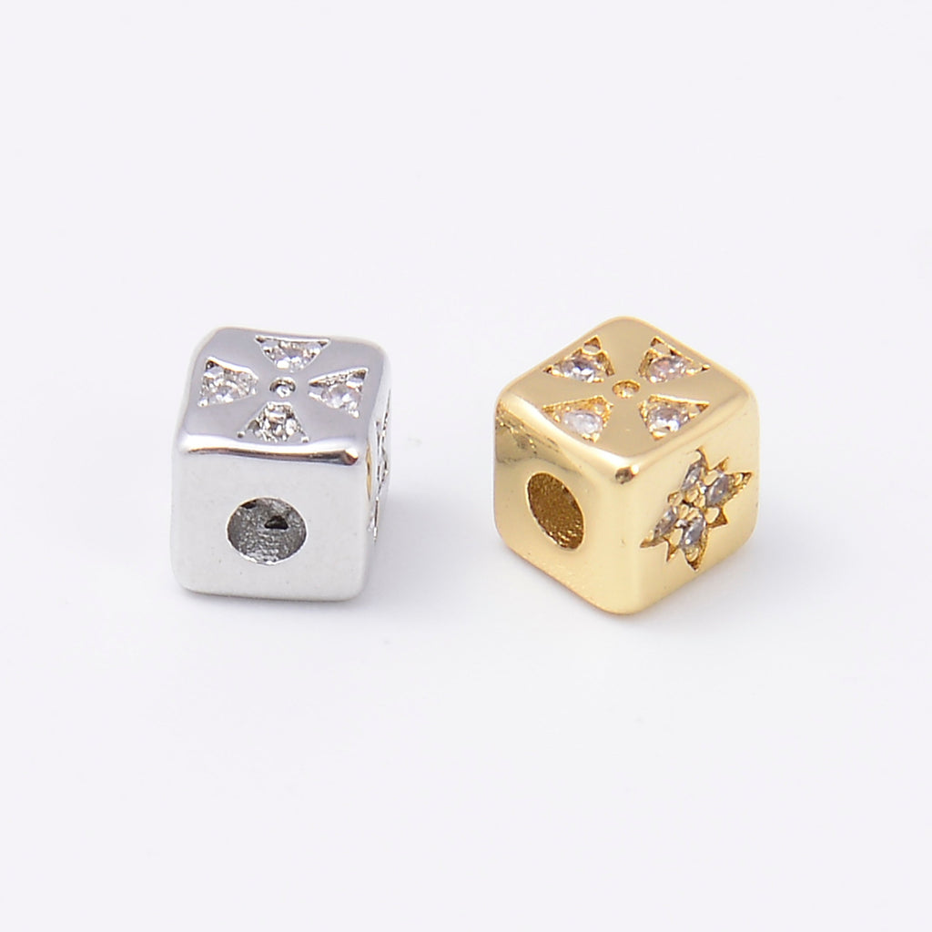 5mm Rhinestone Embedded Shapes Cube Beads, Spacer Beads, Rondelle Bead Accents, Bead Accessories Jewelry Making DIY Bracelets Necklaces