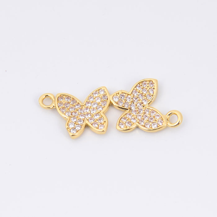 24mm Gold Butterflies Link Charm Rhinestone, Butterfly Connector, Bracelet Connector Charms, Jewelry Making DIY Bracelet Necklace Supplies