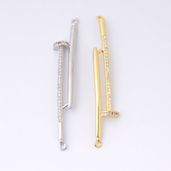 50mm Double Pin Charm Crystal Rhinestone, Pin Connector, Bracelet Connector Charms, Jewelry Making DIY Bracelet Necklace Supplies