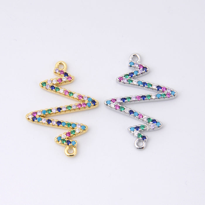 26.6mm Heartbeat Charm Colored Crystal Rhinestone, ECG Heartbeat, Bracelet Connector Charms, Jewelry Making DIY Bracelet Necklace Supplies