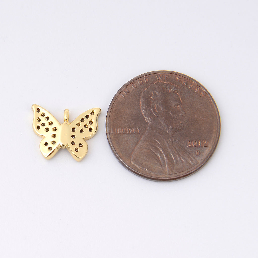 11.4mm Gold Butterfly Crystal Rhinestones, Butterfly Charm, Bracelet Pendant, Bracelet Charm, Jewelry Making DIY Bracelet Necklace Supplies