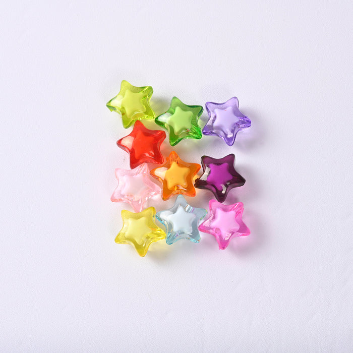20mm Transparent Colorful Star Beads, Assorted Acrylic Star Beads, 10-30pcs