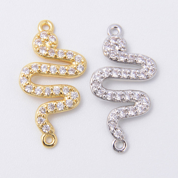 18.7mm Snake Shaped Charm Crystal Rhinestone, Snake Charm, Bracelet Pendants, Bracelet Charms, Jewelry Making DIY Bracelet Necklace Supplies