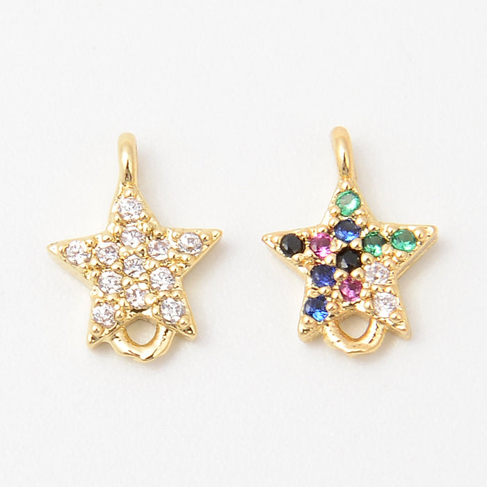 9.3mm Gold Star Charm Crystal Rhinestone, Star Charm, Bracelet Pendants, Bracelet Charms, Jewelry Making DIY Bracelet Necklace Supplies