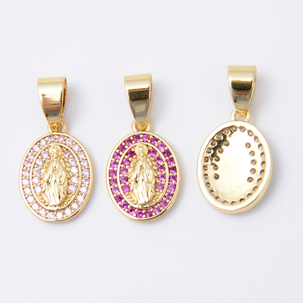 15mm Miraculous Lady Charm Rhinestone, Religious Charm, Bracelet Pendants, Bracelet Charms, Jewelry Making DIY Bracelet Necklace Supplies