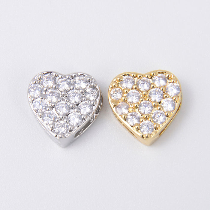 10mm Rhinestone Heart Beads, Spacer Beads, Rondelle Bead Accents, Bead Accessories Jewelry Making DIY Bracelets Necklaces