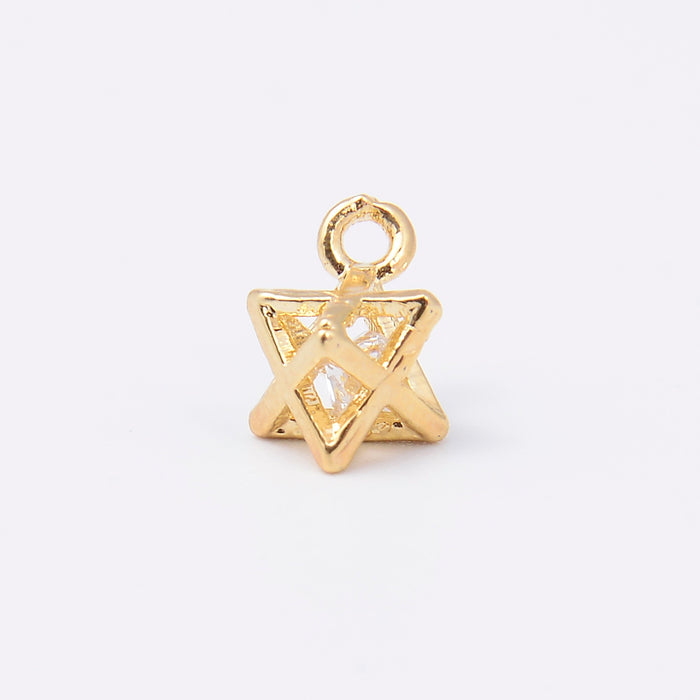 9.6mm Gold 3D Geometric Star Charm Rhinestone, Star Charm, Bracelet Pendant, Bracelet Charm, Jewelry Making DIY Bracelet Necklace Supplies