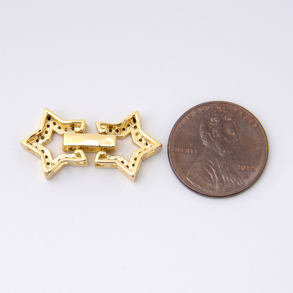 25.5mm 18K Gold Plated Star Link Charm Rhinestones, Star Charm, Bracelet Pendant Charm, Jewelry Making DIY Bracelet Necklace Supplies