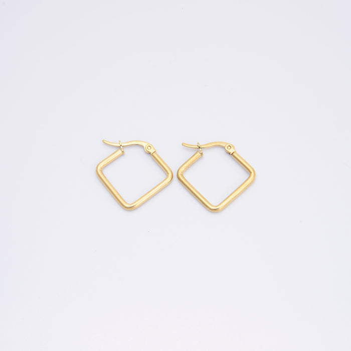 18K Gold Plated Square Shaped Hoop Earring, Hoop Earring, Lever Back Earring, Minimalist Earring, Earrings Jewelry Accessories