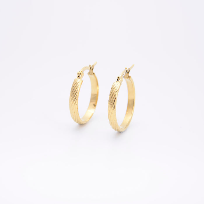 18K Gold Plated Ridged Hoop Earring, Hoop Earring, Lever Back Earring, Minimalist Earring, Earrings Jewelry Accessories