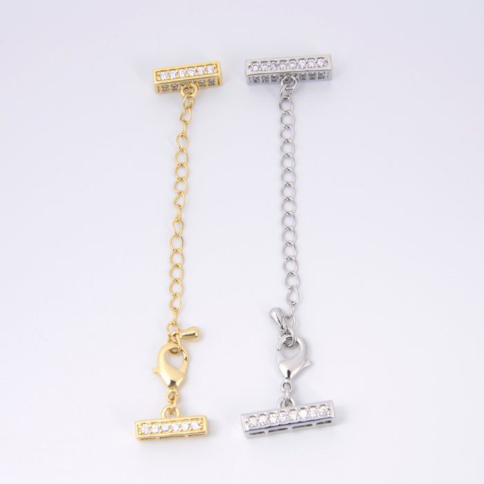 Two-Piece Block Dangle Charm Rhinestones with Clasp and Chain, Bracelet Pendants Charms, Jewelry Making DIY Bracelet Necklace Supplies