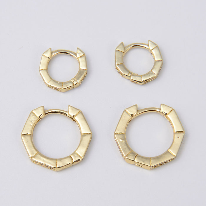 Gold Plated Geometric Hinged Hoop Earring Crystal Rhinestones, Hoop Earring, Huggie Hoop, Earrings Jewelry Accessories