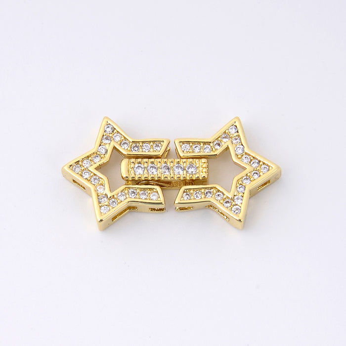 25.5mm 18K Gold Plated Star Link Charm Rhinestones, Star Charm, Bracelet Pendant Charm, Jewelry Making DIY Bracelet Necklace Supplies