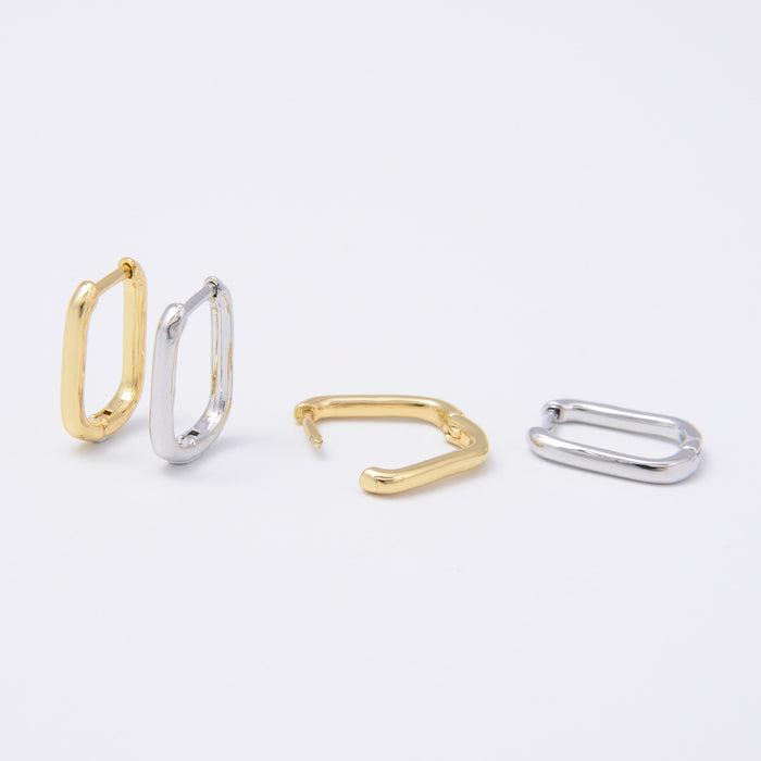 18K Gold Plated Rectangle Shaped Hinged Hoop Earring, Hoop Earring, Huggie Hoop, Earrings Jewelry Accessories