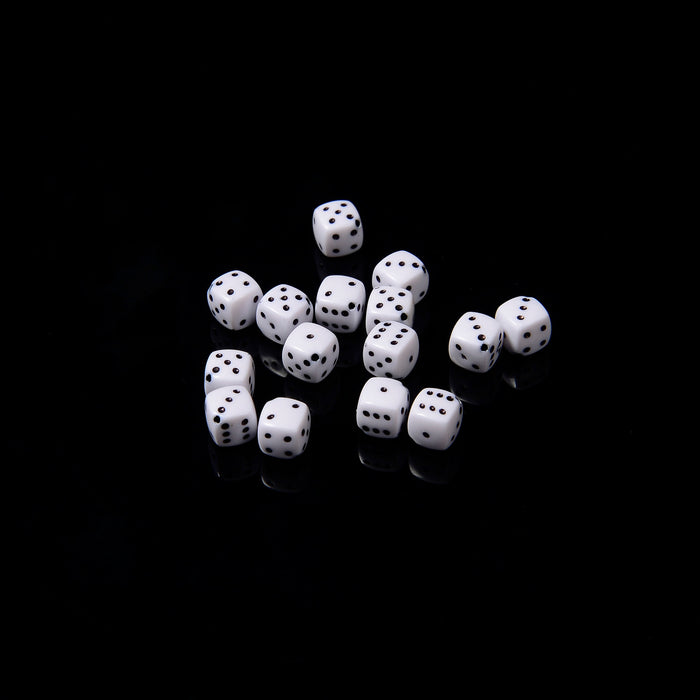 8mm Dice Beads, Opaque White Beads with Black Eyes Square Cube Beads, Six-Sided Dice Acrylic Beads, 50pcs